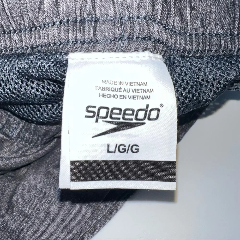 Speedo Men's Gray and Black Swim Board Shorts-Size L